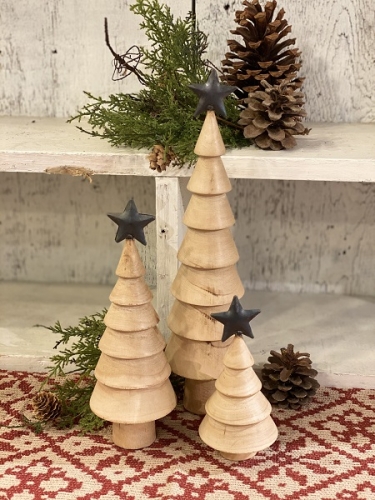 WOODEN TREES - SET OF 3 NATURAL